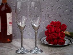 Silver Fleur De Lis Toasting Flutes