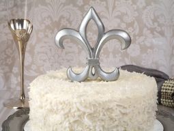 Silver Fleur De Lis Cake Topper