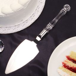 "Plus de Gateau" Crystal-like Acrylic Handled Cake Server with Silver Band