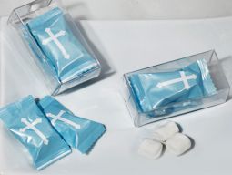 Mint Candy Favors with  Pvc Gift Box Blue Cross Design