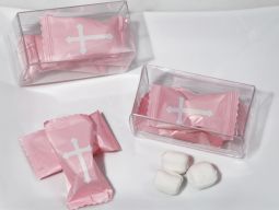 Mint Candy Favors with  Pvc Gift Box Pink Cross Design