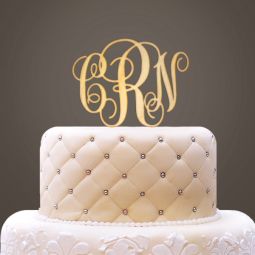 Monogram Initials Wooden Cake Topper