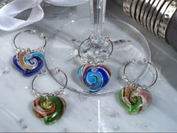 Murano art deco collection heart design wine charms