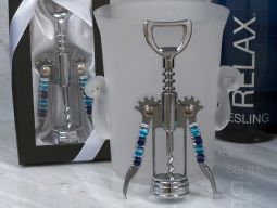 Murano art deco collection wine opener with blue beads