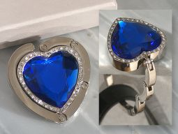 Murano art deco collection Heart shape blue crystal handbag holder