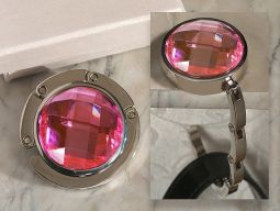 Murano art deco collection round pink crystal handbag holder