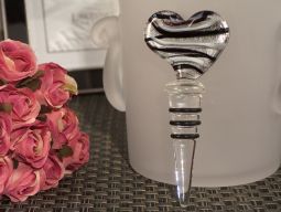 Murano art deco heart stopper silver and black