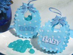 Adorable blue Baby bib bag / holder
