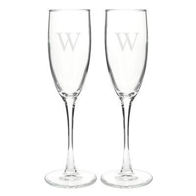 Vine Monogram Toasting Flutes Vine Monogram Toasting Flutes