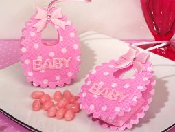 Adorable pink Baby bib bag / holder