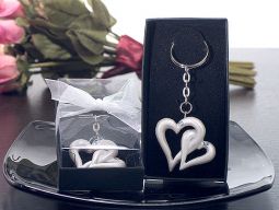 Double Heart Keychain Pearl White