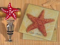 Murano collection Starfish design Coaster and bottle stopper set