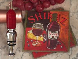 Murano collection Red wine design Coaster and bottle stopper set