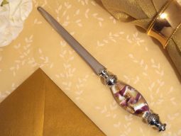 Murano art deco lavender and gold swirl letter opener