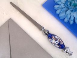 Dazzling Murano art blue and white letter opener