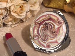 Stylish Murano mauve and gold swirl compact mirror Out of stock untill 1/30