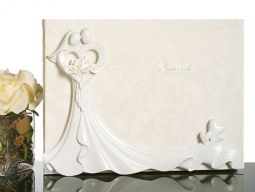 Bride and Groom with Calla Lily Bouquet Guest Book
