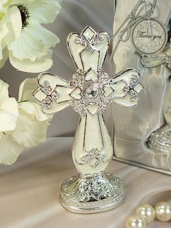 Medium ivory silver classic cross with base