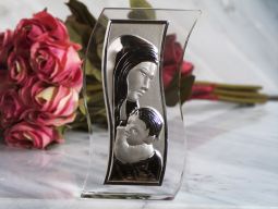 Crystal S shaped glass Madonna icon