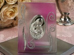 Murano style Icon favor Lilac and silver glass design