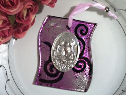 Murano art deco collection hanging icon silver and lilac swirl pattern glass