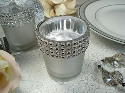 Bling silver tealight candle holder