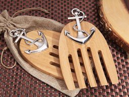 Bamboo Salad server set with anchor design