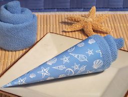 Ice cream towel favor blue Seashell design