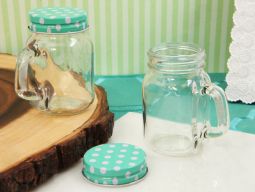 Classic Mason jar favor mint green dot lid 5 oz