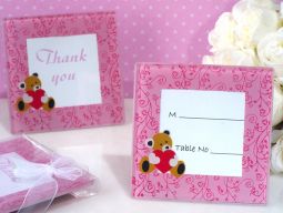 Adorable pink teddy bear glass photo frame