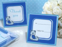 Adorable blue teddy bear glass photo frame
