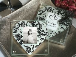 A classic heart Damask pattern photo coaster