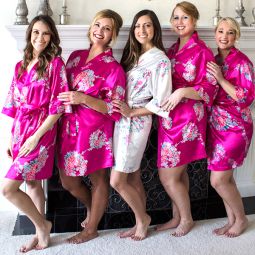 Personalized Floral Satin Robe