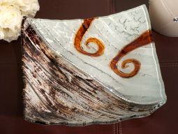 Murano bling silver and amber decorative tray