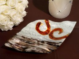 Murano bling silver and amber diamond shape tray