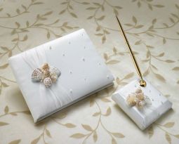 Beach Themed Wedding Guest Book and Pen Set