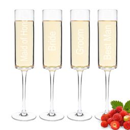 Wedding Party Contemporary Champagne Flutes (Set of 4)