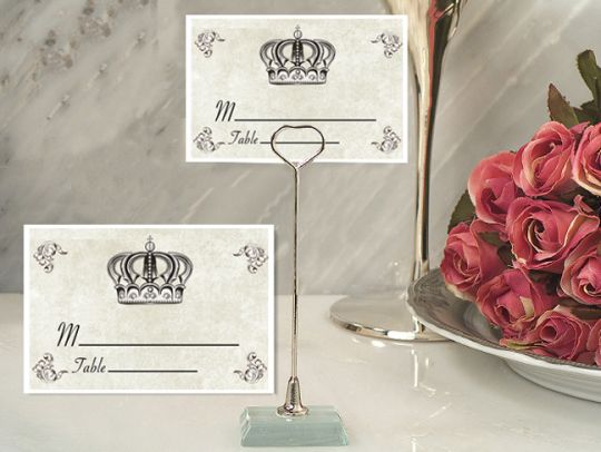 Metal Place Card Holder with Crown Design Card Metal Place Card Holder with Crown Design Card