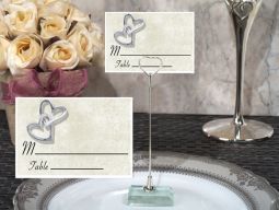 Metal Place Card Holder with Hearts Entwined Design Card