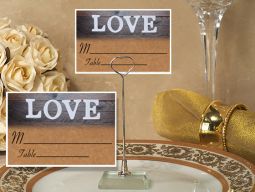 Metal Place Card Holder with Vintage Love Design Card