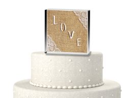 Burlap Love cake topper