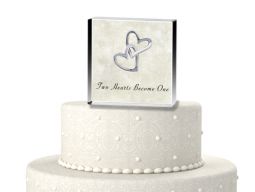 Elegant Two Hearts cake topper