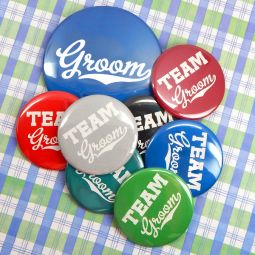 Team Groom Buttons (Set of 12, plus 1 Free) - 21 Color Options