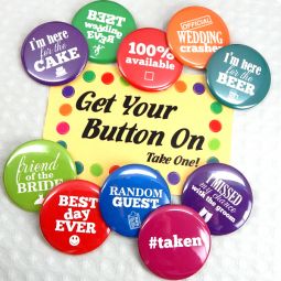 Fun "Wedding Talk" Buttons (Set of 24)