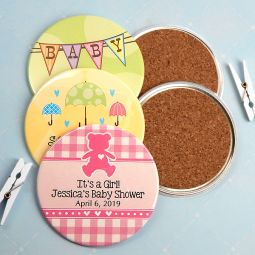 Personalized Two-Sided Baby Shower Coasters