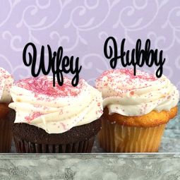 Hubby & Wifey Cupcake Topper (Set of 2)