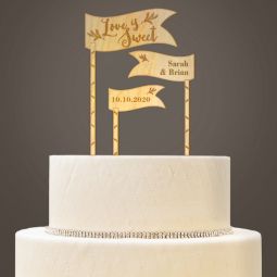 "Love is Sweet" Wooden Cake Topper Set