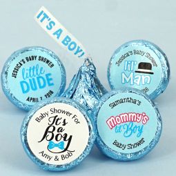 Baby Boy Personalized "It's A Boy" Plume Hershey's Kisses