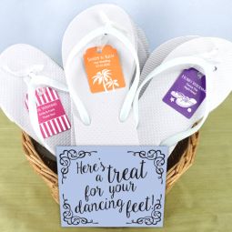 Wedding Flip Flops with Personalized Tag - Set of 16 (White)