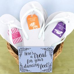 Wedding Flip Flops with Personalized Tag - Set of 16 (White)